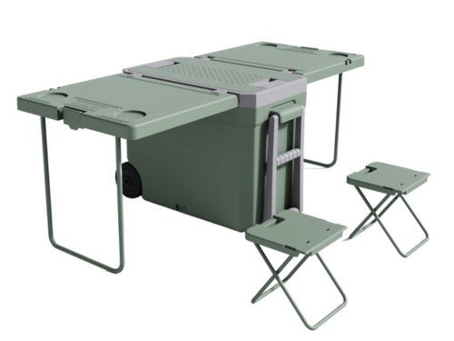 Set de Camping Bynox 3en1 Conservadora mesa con dos sillas FS-CLR3E1-V