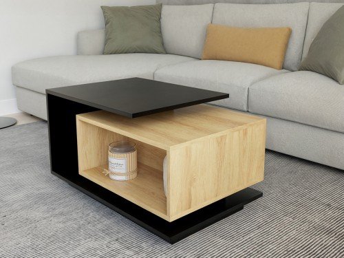 Mesa Ratona Moderna Centro Melamina Minimalista MR02 Negro