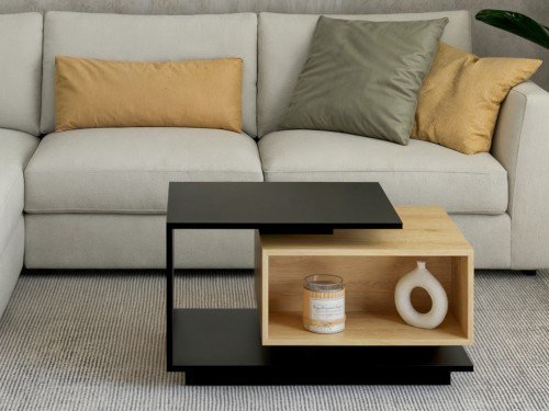 Mesa Ratona Moderna Centro Melamina Minimalista MR02 Negro