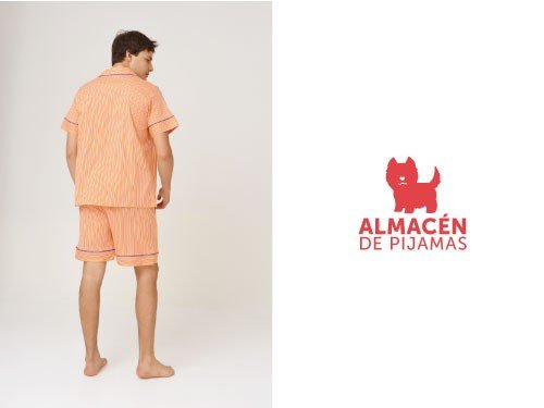 Pijama Camisa Manga Corta y Short Naranja Hombre | Almacén de pijamas