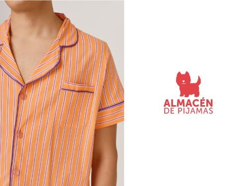 Pijama Camisa Manga Corta y Short Naranja Hombre | Almacén de pijamas