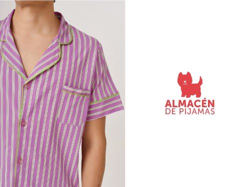 Pijama Camisa Manga Corta y Short Lila Hombre | Almacén de pijamas