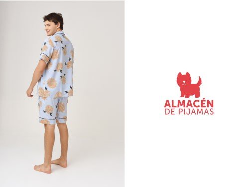 Pijama Camisa Manga Corta y Short Hombre Celeste | Almacén de pijamas