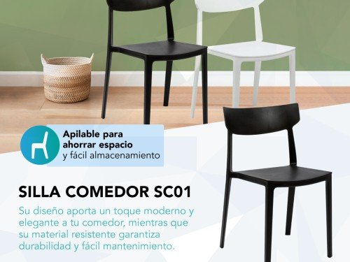 Silla de Comedor SC01 NICTOM Apilable de PVC Apta Exterior X2 Unidades