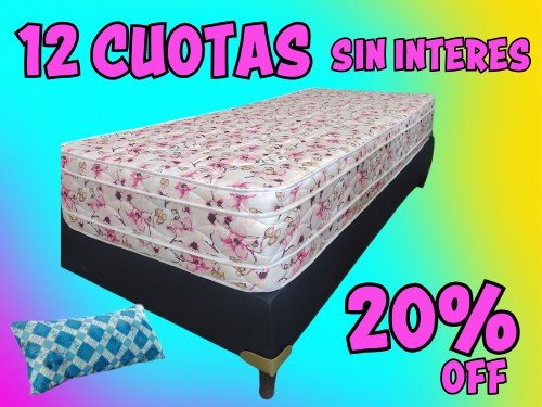 Colchón + Sommier espuma una plaza doble Euro MELTO PLUS! + Almohada