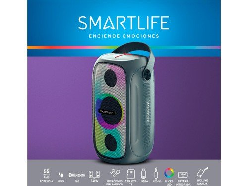 Parlante Smartlife Bluetooth  Portatil IPX5 55W TWS RGB Azul