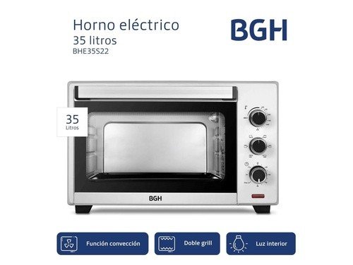 Horno Eléctrico BGH SILVER BHE35S22 1600W 35 Lts Doble Grill Función