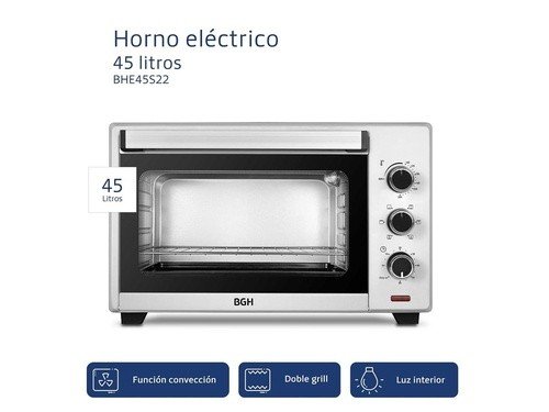 Horno Eléctrico BGH BHE45S22 2000W 45 Lts Doble Grill Convección