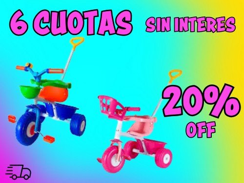 Triciclo Infantil Blue/pink Metal Rondi Color Azul O Rosa!!