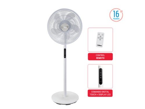 Ventilador De Pie Digital 16" Liliana Metálico Blanco VP16D