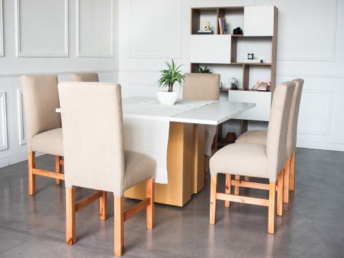 Combo Mesa comedor + 6 Sillas Vestidas Reforzadas