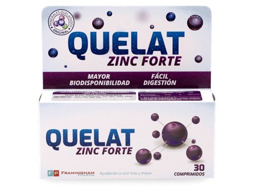 Quelat Zinc Forte Minerales Aminoquelados Suplemento 30 Comprimidos