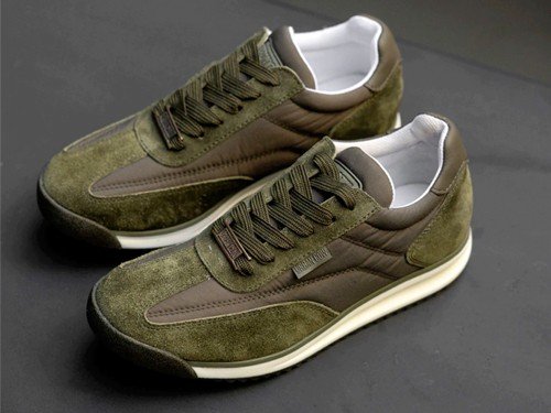 SNEAKERS OLSEN VERDE MILITAR TELA DE AVIÓN Y GAMUZA FONDO BICOLOR