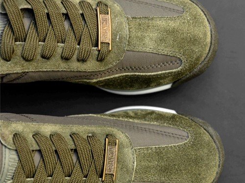 SNEAKERS OLSEN VERDE MILITAR TELA DE AVIÓN Y GAMUZA FONDO BICOLOR