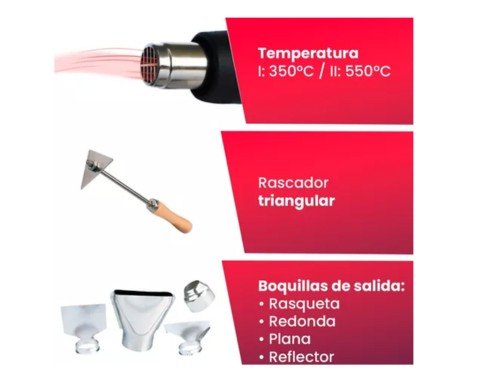 PISTOLA DE CALOR 2000W AIRE CALIENTE PEKTRA