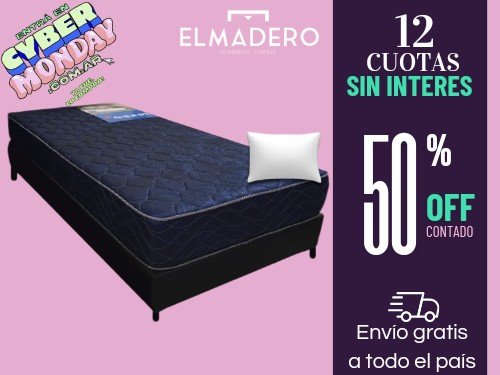 CONJUNTO SOMMIER DESEO ROYAL 1 PLAZA 80X190 + 1 ALMOHADA DE REGALO