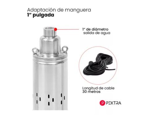 BOMBA SUMERGIBLE 30 MTS 1 HP POZO AGUA LIMPIA PEKTRA