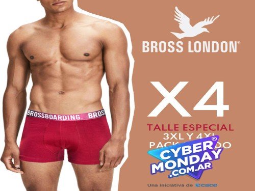 Pack X4 Bóxer Hombre Lisos Talles Especiales Bross