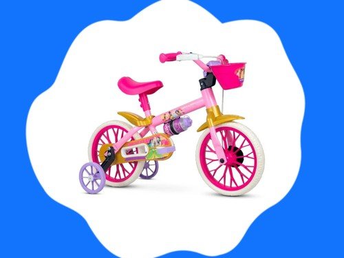 Bicicleta R12 Disney Princesas Con Rueditas, Canasto y Cantimplora