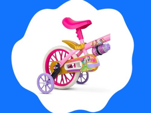 Bicicleta R12 Disney Princesas Con Rueditas, Canasto y Cantimplora