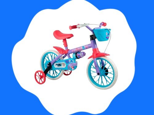 Bicicleta R12 Disney Lilo&Stich Con Rueditas, Canasto y Cantimplora