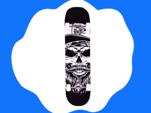 Skate Pro Con Calaveras Blanco Y Negro 80 x 20 Cm