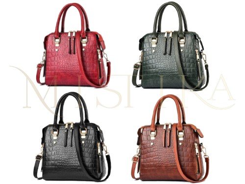 Cartera de mujer bandolera Teddy croco importada pu elegante