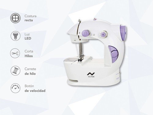 Mini máquina de coser recta Nictom MC01 portable blanca 220V