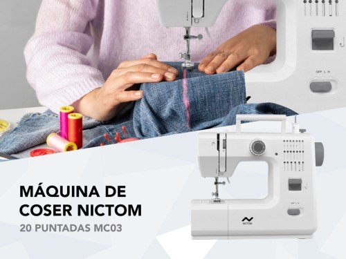 Máquina De Coser Nictom Mc03 20 Puntadas 2 Velocidades Pedal