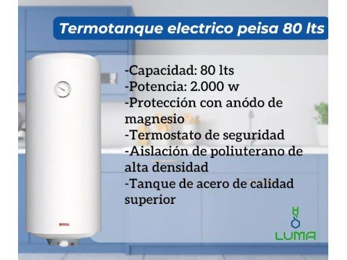 Termotanque Eléctrico Peisa 80 Litros TEA 80L Conexión Inferior