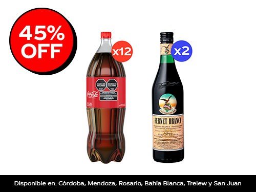 2 packs Coca Cola Original 2,25L x6 + Fernet Branca 750ml x2