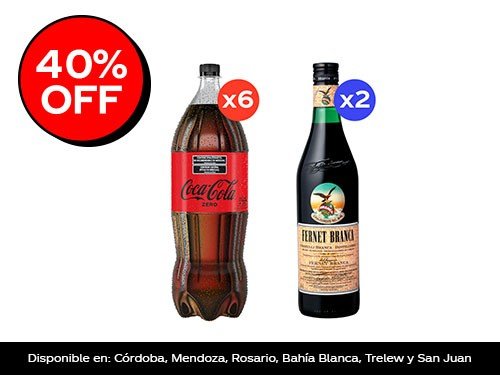 Coca Cola Zero 2,25L x6 + Fernet Branca 750ml x2