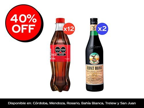 Coca Cola Original 500ml x 12 + Fernet Branca 750ml x2