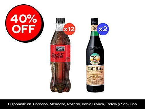 Coca Cola Zero 500ml x12 + Fernet Branca 750ml x2