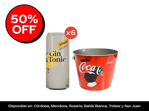 Schweppes Gin&Tónic 310ml x6 + Frapera Mundial Coca Cola