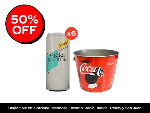 Schweppes Vodka&Citrus 310ml x6 + Frapera Mundial Coca Cola