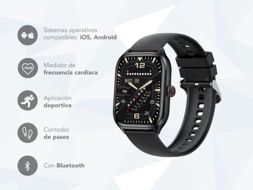 Smartwatch Nictom Nt07 Negro Bluetooth Atender Llamadas Negro