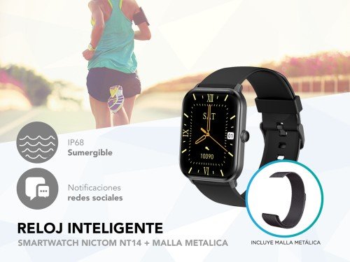 Smartwatch Nictom Nt14 1,75 Notificaciones + Malla Metálica Negro