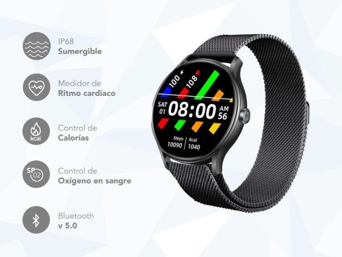 Smartwatch Nictom Nt16 1,28 Notificaciones + Malla Metálica Negro