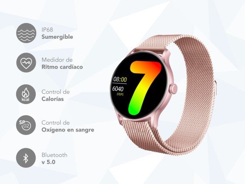 Smartwatch Nictom Nt16 1,28 Notificaciones + Malla Metálica Rosa