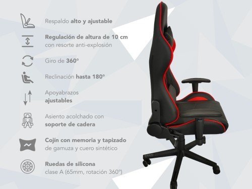 Silla Gamer Ergonómica Sg02 Nictom Pc Reclinable Rojo