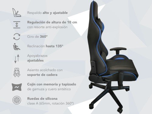 Silla Gamer Ergonómica Sg02 Nictom Pc Reclinable Azul