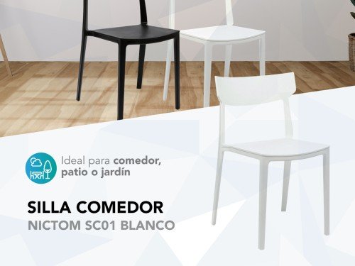 Silla Living Comedor Sc01 Blanco Nictom Apilable Exterior X2