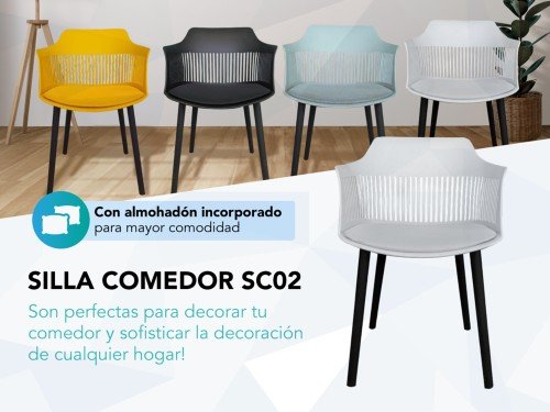 Silla Living Comedor Sc02 Blanco Nictom Acolchado X2