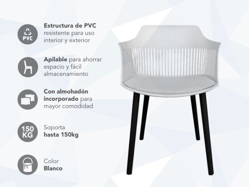 Silla Living Comedor Sc02 Blanco Nictom Acolchado X2