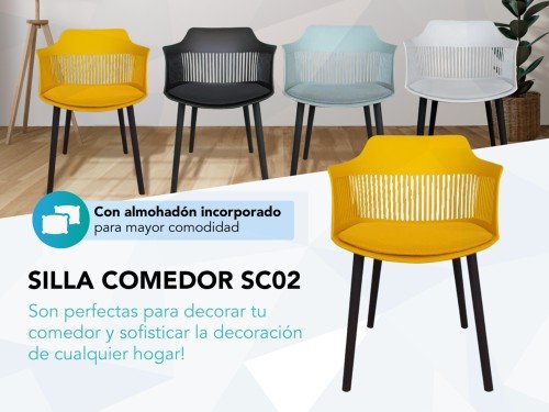 Silla Living Comedor Sc02 Mostaza Nictom Acolchado X2