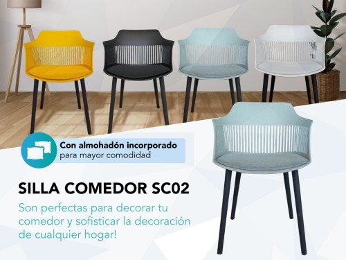 Silla Living Comedor Sc02 Verde Nictom Acolchado X2