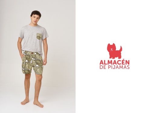 Conjunto Pijama Hombre Short y Manga Corta Verde | Almacén de pijamas