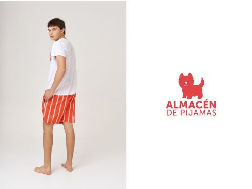 Conjunto Pijama Hombre Naranja Short y Manga Corta Almacén de pijamas