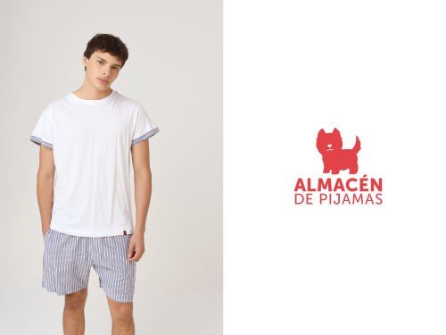 Pijama Hombre Short y Remera Corta Rayas Azul | Almacén de pijamas